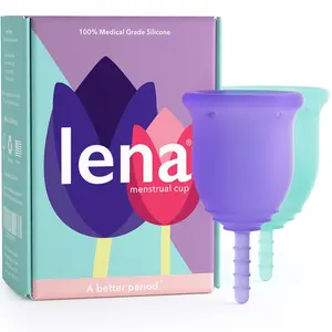 Lena Menstrual Cup Original 2-Pack, Small & Large - 12 Hours of Wear, Day and Night - Made is USA - Best Beginner Period Cup