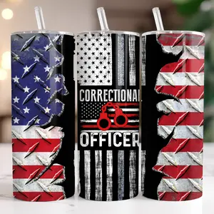 Corrections Officer American Flag 20oz Tumbler With Straw and Lid