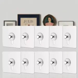 10 Self-Adhesive Hooks, No Drilling Hanging, Leave No Marks, Ideal for Photos and Frames, Easy Installation, Wall Mount Accessories