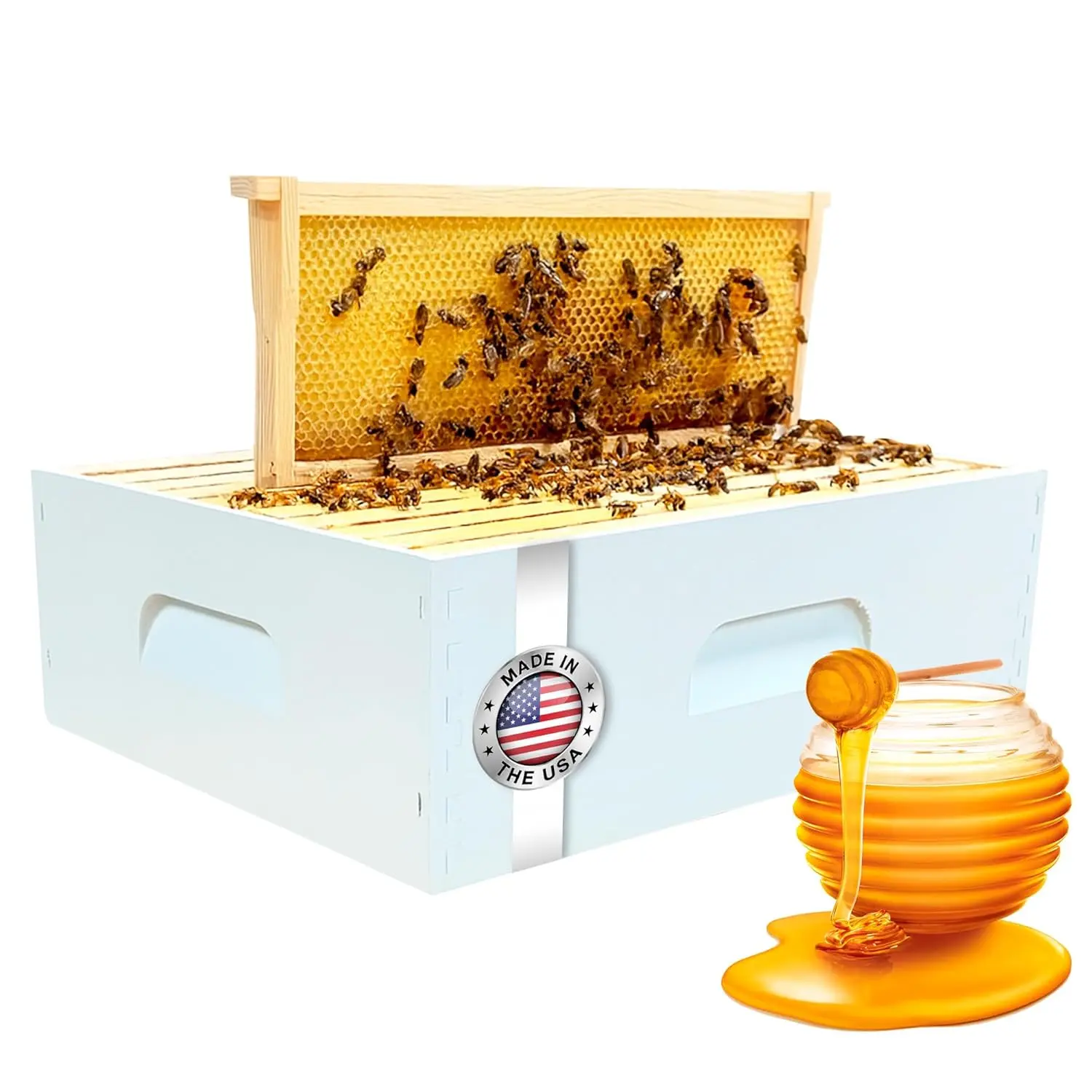 Honey Super 10 Frame Medium Super Kit Bee Hives Boxes Starter Kit Super Bee Hive Assembled, Beginner