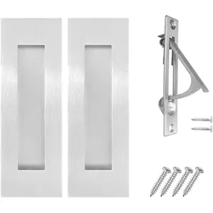 Pocket Door Pull and Edge Pull Set Brushed Nickel, 6Inch Handles Hardware Finger Flush Pulls,for Door