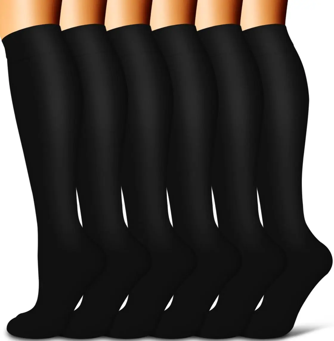 COOLOVER Copper Compression Socks for Women and Men(6 Pairs)-Best Support for Running, Athletic, Nursing, Travel