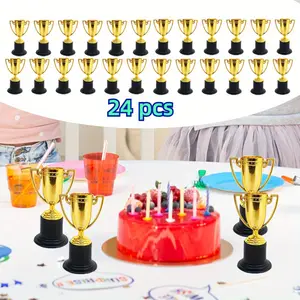 24 Pack Mini Trophies for Kids Awards, Plastic Gold Award Trophy Cups, Golden Award Trophy Cups Set, Gold Participation Trophys Cup for Party Favors, Rewards,Props,Sports,Competitions(4 in)