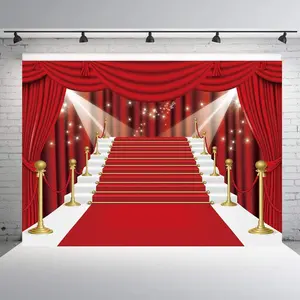 Red Curtain Stage Photography Background Red Carpet Film Stars Celebrity Party Banner Backdrop (7x5FT)