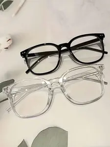 2pcs Unisex American Style Hot Girl Campus Chic Fashion Non-Prescription Glasses Cute & Versatile for Daily Life Office TV Gaming Phone Decor Fashion Classic Elegant Simple All-Match Couple Style Shades Basics Casual Women Clear Glasses