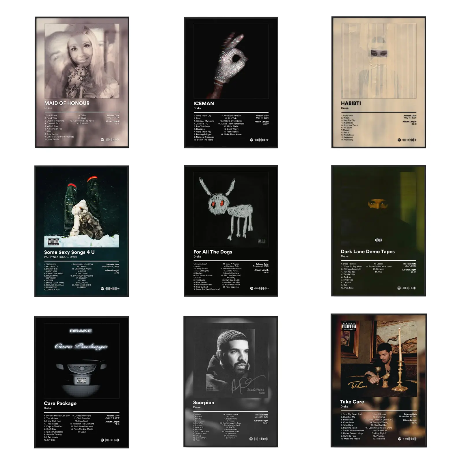 SET Drake Album Music Poster Wall Art HD Print Unframed Poster Drizzy Hip Hop Wall Art Modern Rap Music Aesthetic Decor Unique Trendy Gift