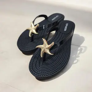 Women's Summer Flip-Flop Sandals With Gold Star
