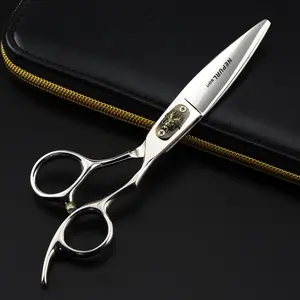 6.0 Inch Bright Large Slide Barber Scissors, Cutting Shears, High-End 6cr Stainless Steel, Ergonomic Right Hand Design