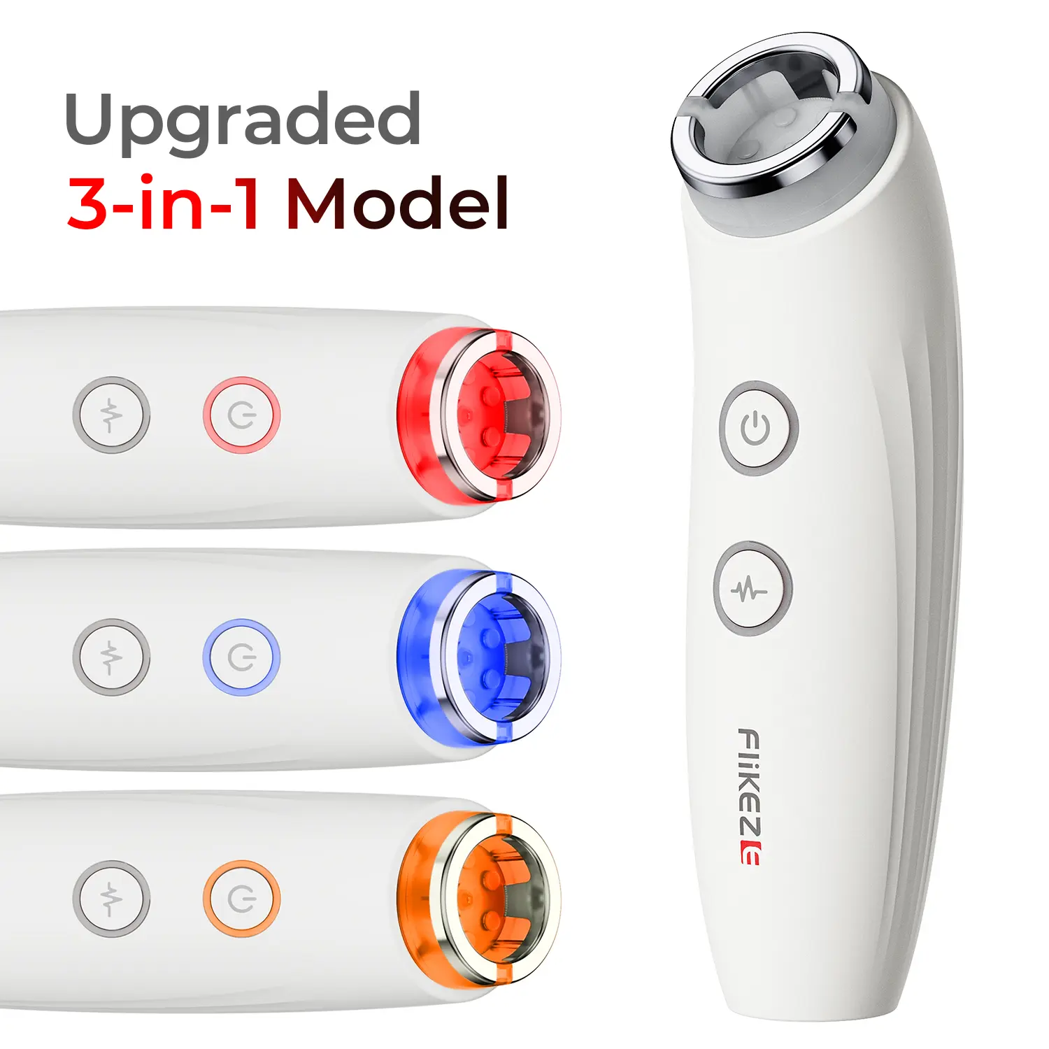 FliKEZE VacuLift Trio 3-in-1 Facial Beauty Device with Vacuum Care, 3-Color LED Light & Adjustable Intensity, Pearl White