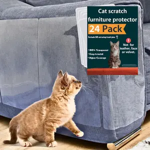 Anti  Scratch Furniture Protector, 24-Pack Couch Protector from  Claws - Heavy-Duty, Easy-to-Apply  Deterrent and Shield for Sofa Corners, Walls, Doors- with 124 Twist Pins