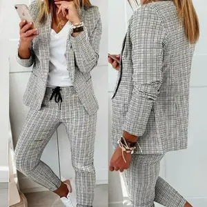Casual Fashion Set Small Suit Women's Suit Blazer Trouser Flared Pants