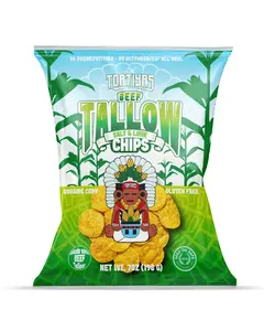 Tortiyas Beef Tallow Salt & Lime Chips – Organic Corn, Seed Oil Free, Gluten Free, Non-GMO Tortilla Chips, 7 oz