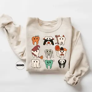 Funny Halloween Teeth Sweatshirt, Spooky Halloween Dentist Sweatshirt, Dental Squad Sweatshirt, Trick or Teeth Hoodie, Pumpkin Ghost Hoodie