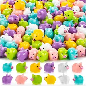 Mini Resin Animal Figurine, 30pcs Cute Cartoon Pig Decoration, Piggy Ornaments, Miniature Animal Figurine for Cake Decoration, Garden, DIY Crafts, Ornaments, Home Decor Accessory, Collectible Figurines, Cute Animal Design