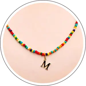 Graduation & Birthday Gifts for Teen Girls, 8-in-1 Colorful Beaded Initial Necklace, Interchangeable Letter Pendant Choker, Grad  , Class of 2026 Party Favors for Tweens  Women