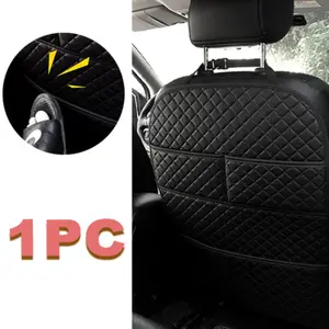 Universal PU Leather Car Seat Protector Pad, Waterproof Child Kick Guard with Storage Bag, Vehicle Interior Protection Gear