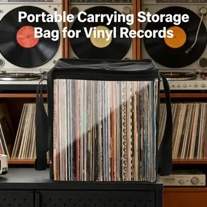 Portable Vinyl Record Storage Bag, Compact Album Magazine Display Box, Ideal for Collectors, Easy Carry Handbag Organizer, Space Saving Storage