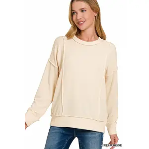 Mia Corded Pullover - Cream Beige