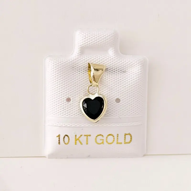 10k Gold Pendant - Small Black Heart