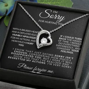 Apology Gift for Her, I'm Sorry for Hurting You Forever Love Necklace, Apology to Girlfriend, Gold Statement Chain Message Card Jewelry