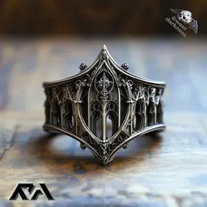 Gothic Cathedral Architecture Ring - Ornate Medieval Filigree Statement Ring cinnamon