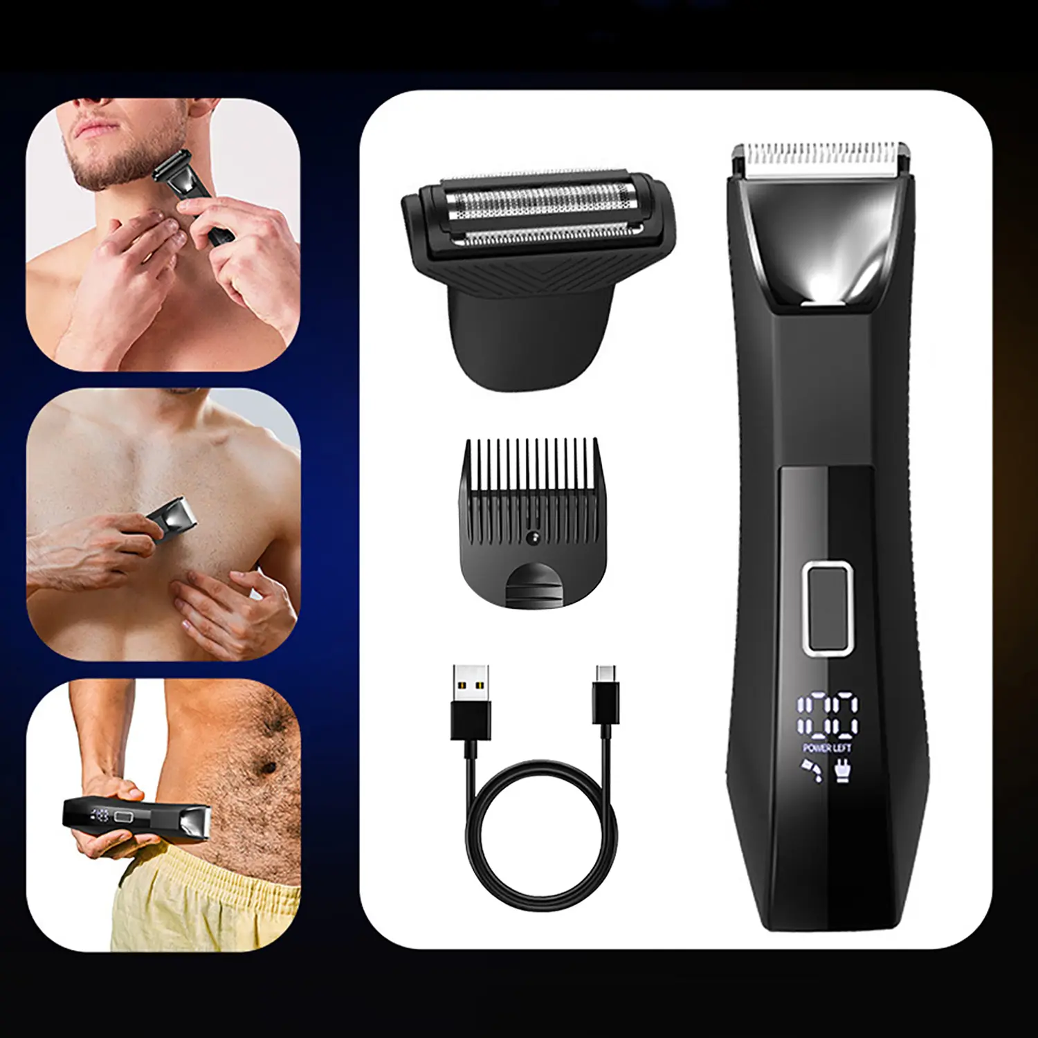 Powered Hair Trimmer & Body Groomer for Men, Electric Clipper with Titanium T-Blade for Precise, Irritation-Free Pubic Hair Care, Body Hair Care, Powered Hair Trimmers & Clippers