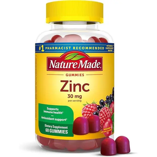 Nature Made Zinc Supplements 30 mg Per Serving, Dietary Supplement for Immune Health and Antioxidant Support, 60 Zinc Gummies, 30 Day Supply