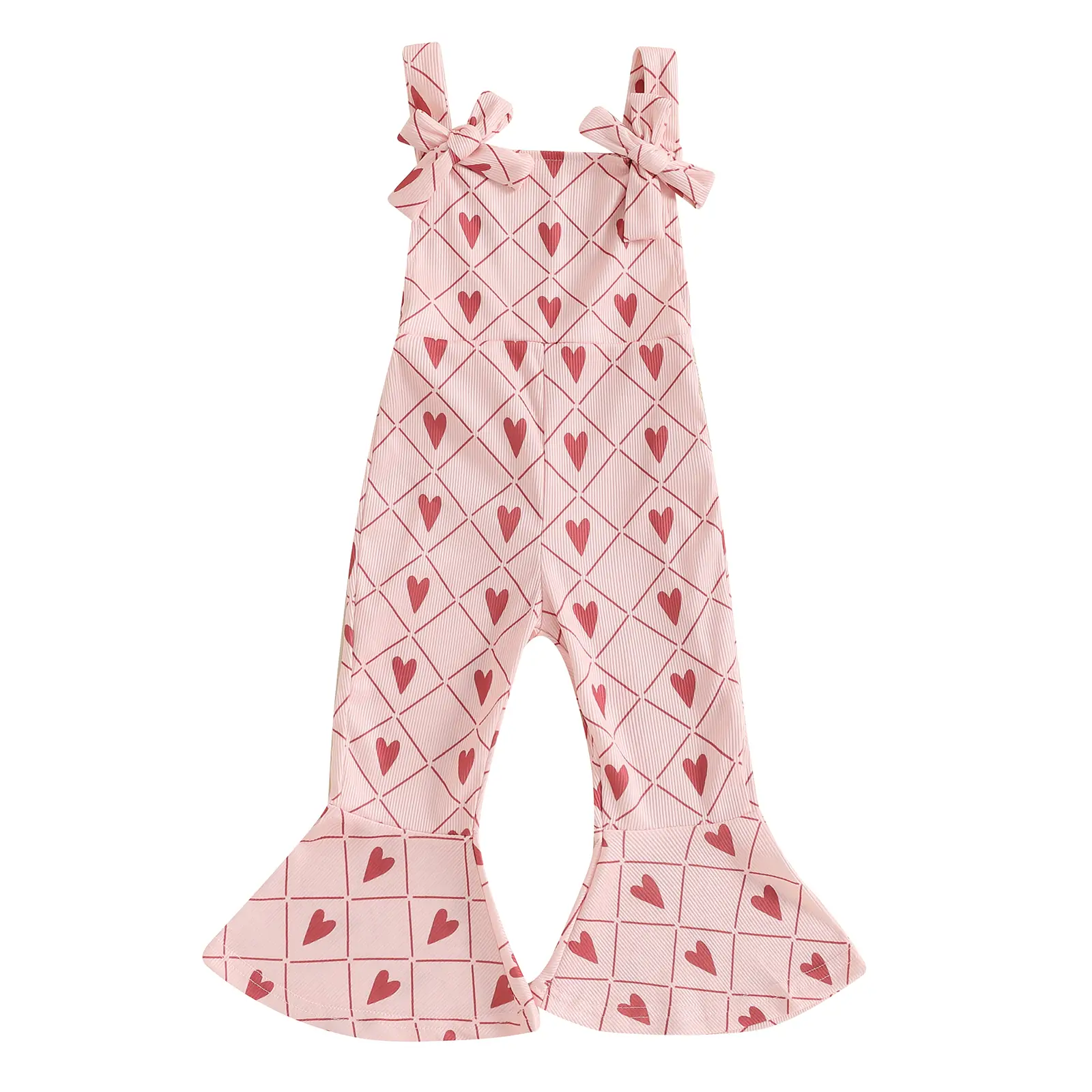 Canrulo Toddler Baby Girl Valentine's Day Jumpsuit 6M 12M 18M 24M 3T 4T Sleeveless Heart Print Bodysuit Suspender Pants Clothes