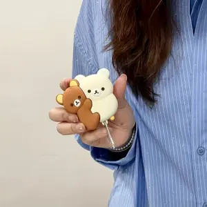 Cute Bear Earphone Case, Earphone Accessories for AirPods 1/2/4 Pro/pro 2/pro3, Includes Silver Color Hook, Perfect Gift for Family, Sisters, Friends