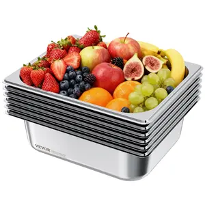 Stainless Steel 6-Pack 1/2 Size 4-Inch Deep Anti-Jam Steam Hotel Pans, Reusable Rustproof Restaurant Supplies for Home, Restaurant, Buffet