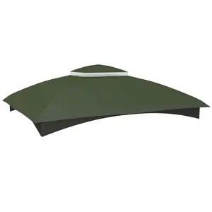 Dreamzon Outsunny 10' x 12' Gazebo Canopy Replacement, 2-Tier Outdoor Gazebo Cover Top Roof with Drainage Holes, (TOP ONLY), Green