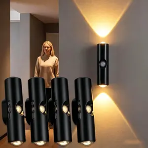 4-Pack Rechargeable LED Night Lamps, Motion Sensor Wall Lights, RGB Gradient Ambient Light, Dimmable Indoor Lamps, Magnetic Step Lamps, LED Nightlight
