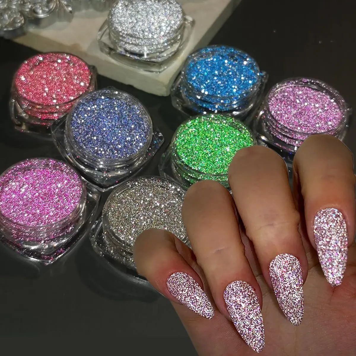 8colors-reflective glitter