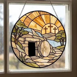 He Is Risen Christian Suncatcher, Jesus Christ Portrait Window Art, Faith-Based Easter Decor, Acrylic Christian Window Hanging, Spiritual Keepsake Gift