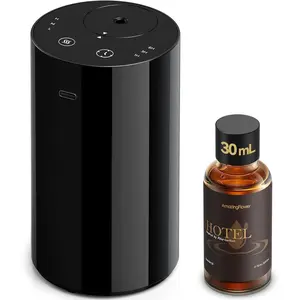 Waterless Essential Oil Diffuser Starter Kit with 30mL Hotel Fragrance Oil Inspired by Ritz-C., Battery Operated Mini Scent Diffuser, Portable Aromatherapy Diffuser for Home, Car, Office (Black)