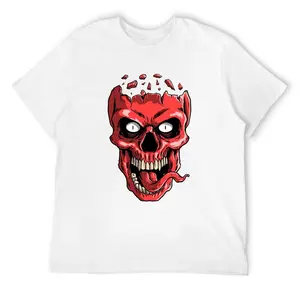 180g Heavyweight Cotton Unisex Graphic Tee, Red Exploding Shattered Skull Print, Goth Punk Grunge, Y2K Edgy Streetwear, T-Shirt for Men Women, For Music Festivals & Skateboarding, Gift for Alternative Fashion Lovers,deo merch,frisco orange tshirt