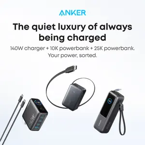 Anker Nano Power Bank, 10,000mAh Portable Charger and Anker 140W Laptop Charger, 4-Port Multi-Device Charging and ANKER 25000mAh 165W USB-C Power Bank