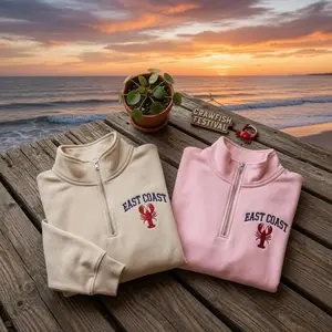 Embroidered Lobster Quarter Zip Sweatshirt – East Coast Style