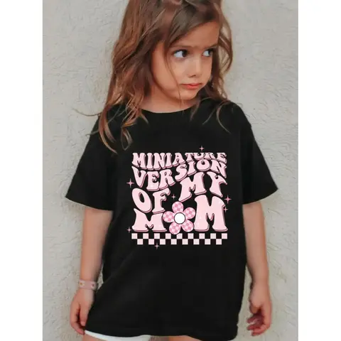 Toddler Girl's Graphic Round Neck Letter Print Tee, Casual Fashion Drop Shoulder Half Sleeve T-shirt for Daily Outdoor Wear, Kids Clothing for Summer, Cute Clothes, Children Tops, Funny Graphic Tee, Graphic Tshirts, Cute Basic Tee, Cool Graphic Tee