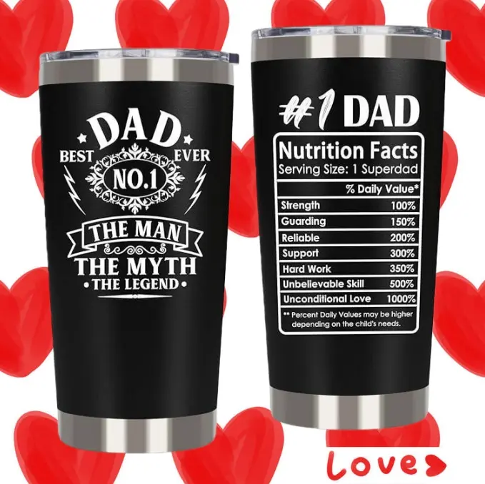Gifts for Dad Tumbler, Christmas Gifts from Kids Daughter Son - Best Dad Ever Gift, Birthday Gift for Father, #1 Dad Cup Tumbler, 20oz