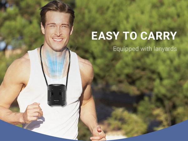 Portable Wearable Waist Fan with 3-Speed Brushless Motor 12m/s Strong Wind LED Display Type-C Rechargeable 24H Runtime Hands-Free Clip-On Neck Fan with SOS Flashlight Power Bank for Outdoor Workers Construction Hiking Camping