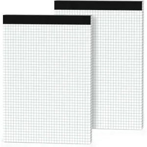 2 Pack 8.5 x 11 Quad Ruled Graph Paper Pad 4x4 White Grid Letter Size Micro-Perforated Graph Paper Notebook Square Math Writing Pads for Office School