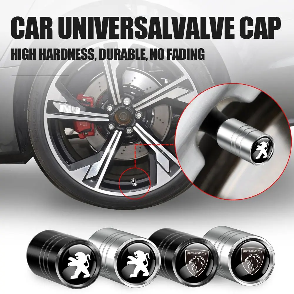 4PCS Metal Dustproof Cap Car Wheel Tire Valve Stem Cover For Peugeot 208 3008 107 308 2008 307 207 508 607 301 106 406 407 5008