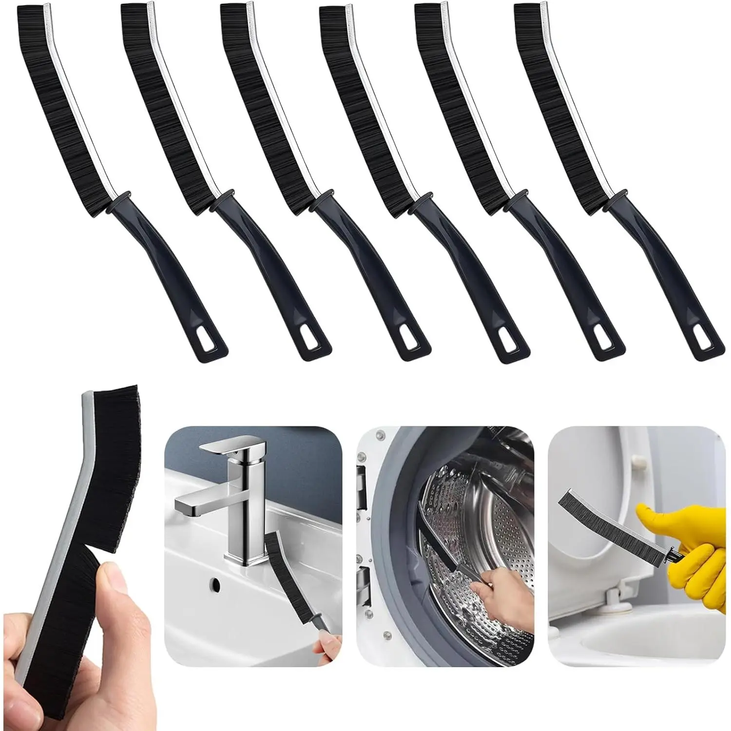 Crevice Cleaning Brush Magic Brush Tool, Bathroom Tile Groove Gap Radiator Window Sink Alloy Cleaning Scrubbing Brushes with Long Handle, Thin Cleaning Supplies for  Kitchen Narrow Corners
