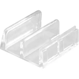 Sliding Shower Door Bottom Guide, 1/2 In. Channels, Plastic Construction, Clear, Adhesive Backing (2 Pack)