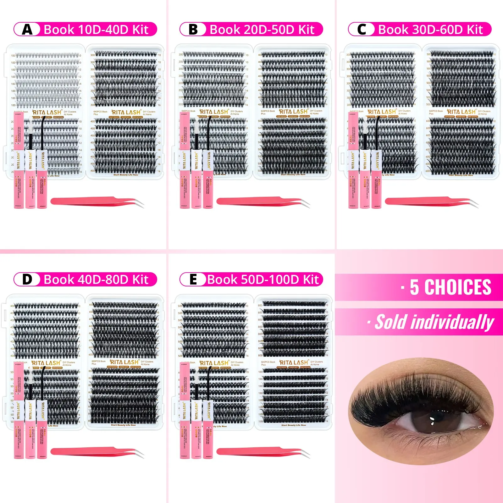Mixed Size False Eyelashes, 640pcs/set Natural Look Eyelash Extensions, Self Grafting Eyelash Clusters, Curl Cluster Lashes, Volumized False Eyelash, Volume Lashes, DIY Eyelashes Kit, Water Proof Lightweight Cosmetic, Festival Lash Extension