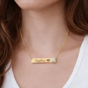 Customized Necklace with Personalized Name and Heart Design in Gold Color