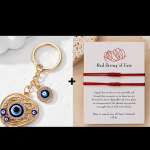 Red String of Fate - Red Thread Bracelet with Heart Keychain - Symbol of Destiny and Connection