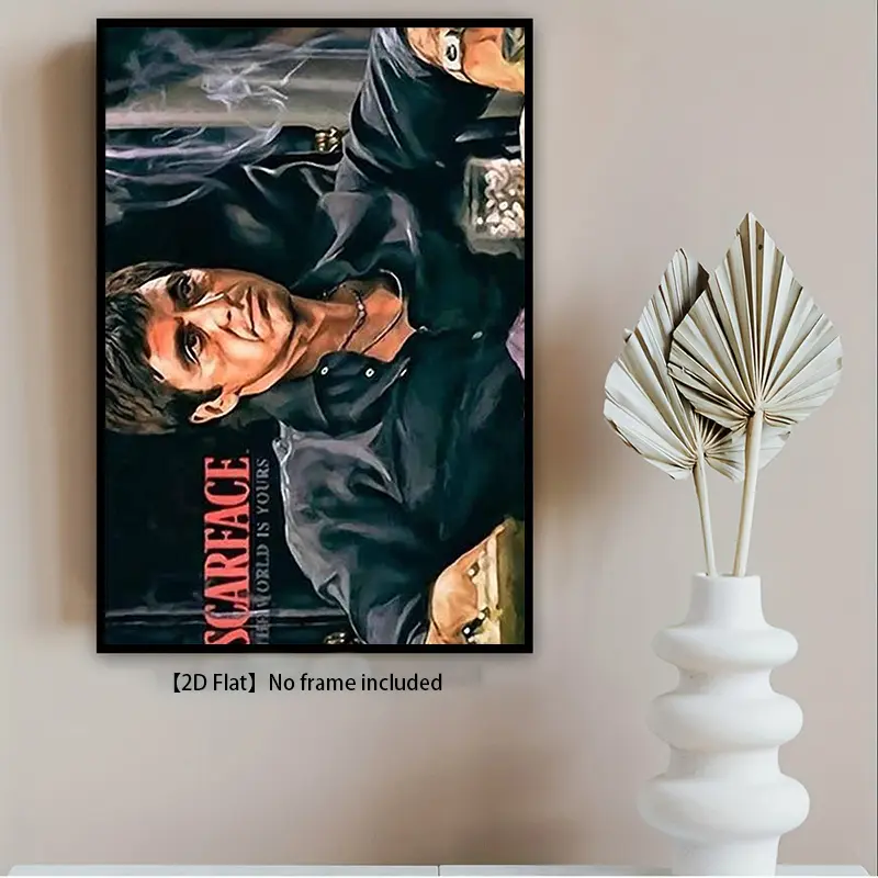 2D Flat, Scarface Movie Poster - Al Pacino "The World Is Yours" Iconic Quote Frameless - Tony Montana Quote Print Suitable for Home Office Decor, Minimalist Modern Film Art Gift for Movie Fans, / Canvas Print, 2D Flat