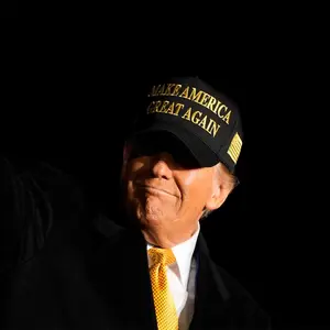 Gold Dark MAGA Hat , 45-47 Never Surrender Make America Great Again Slogan with USA Flag Adjustable Baseball Cap Black